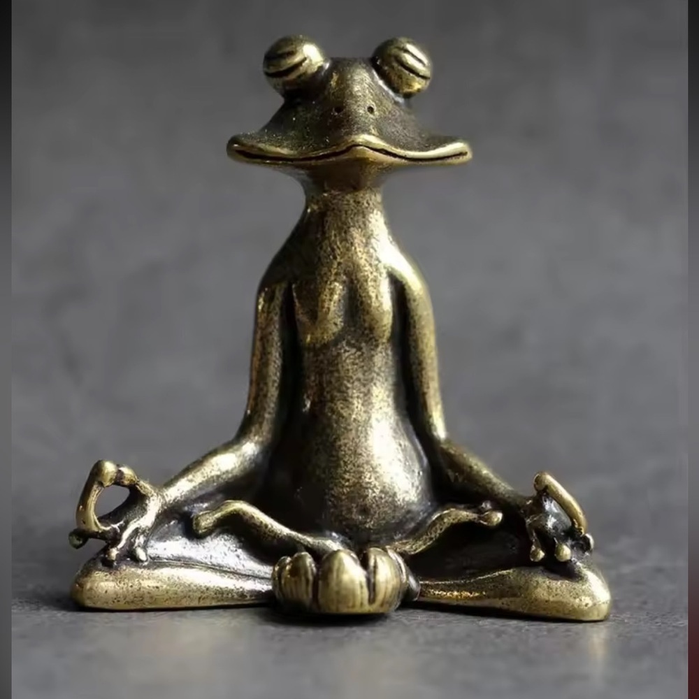 Yoga Frog Meditative Frog Figurine in Bronze Finish